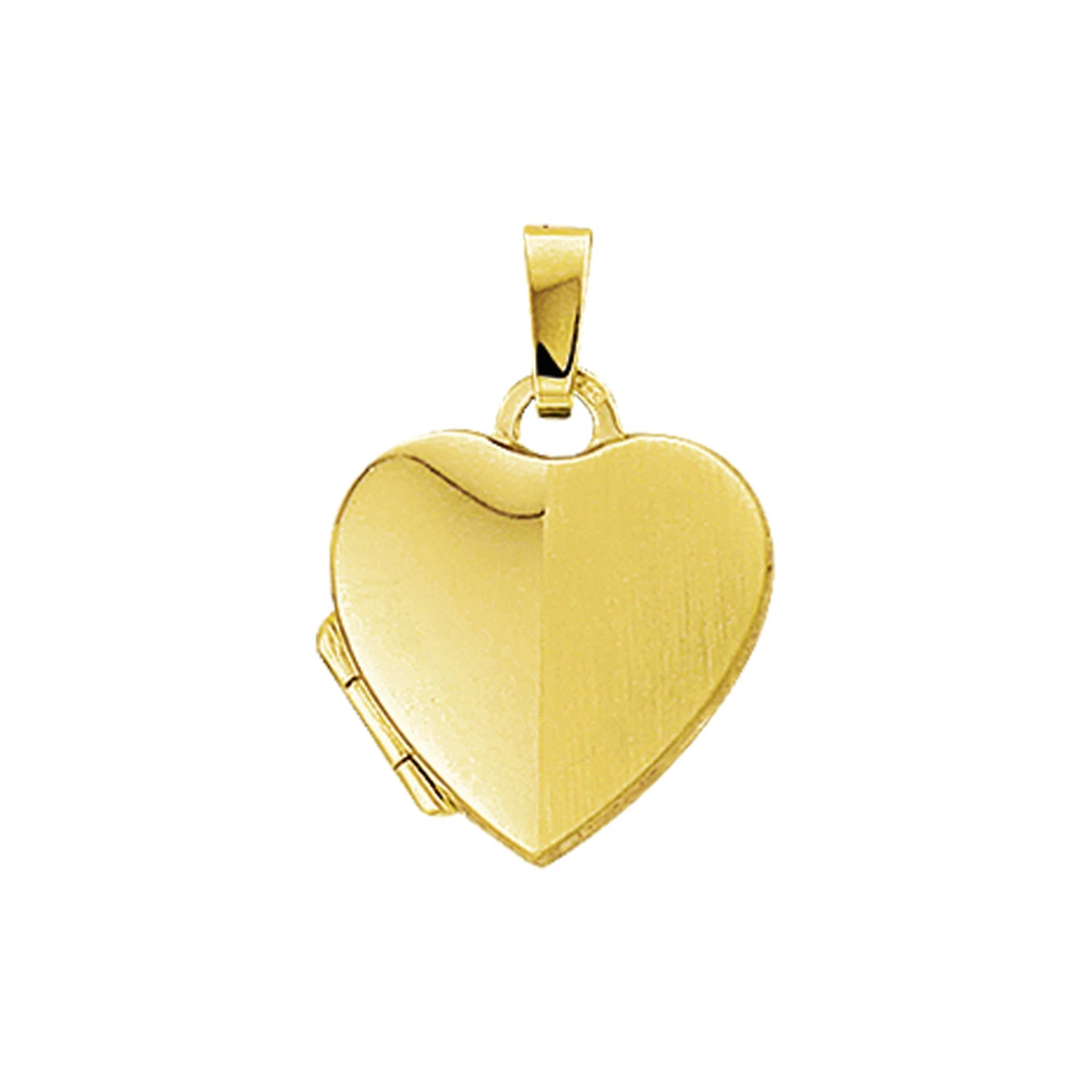 medaillon hart poli/mat 14 mm 14K geelgoud