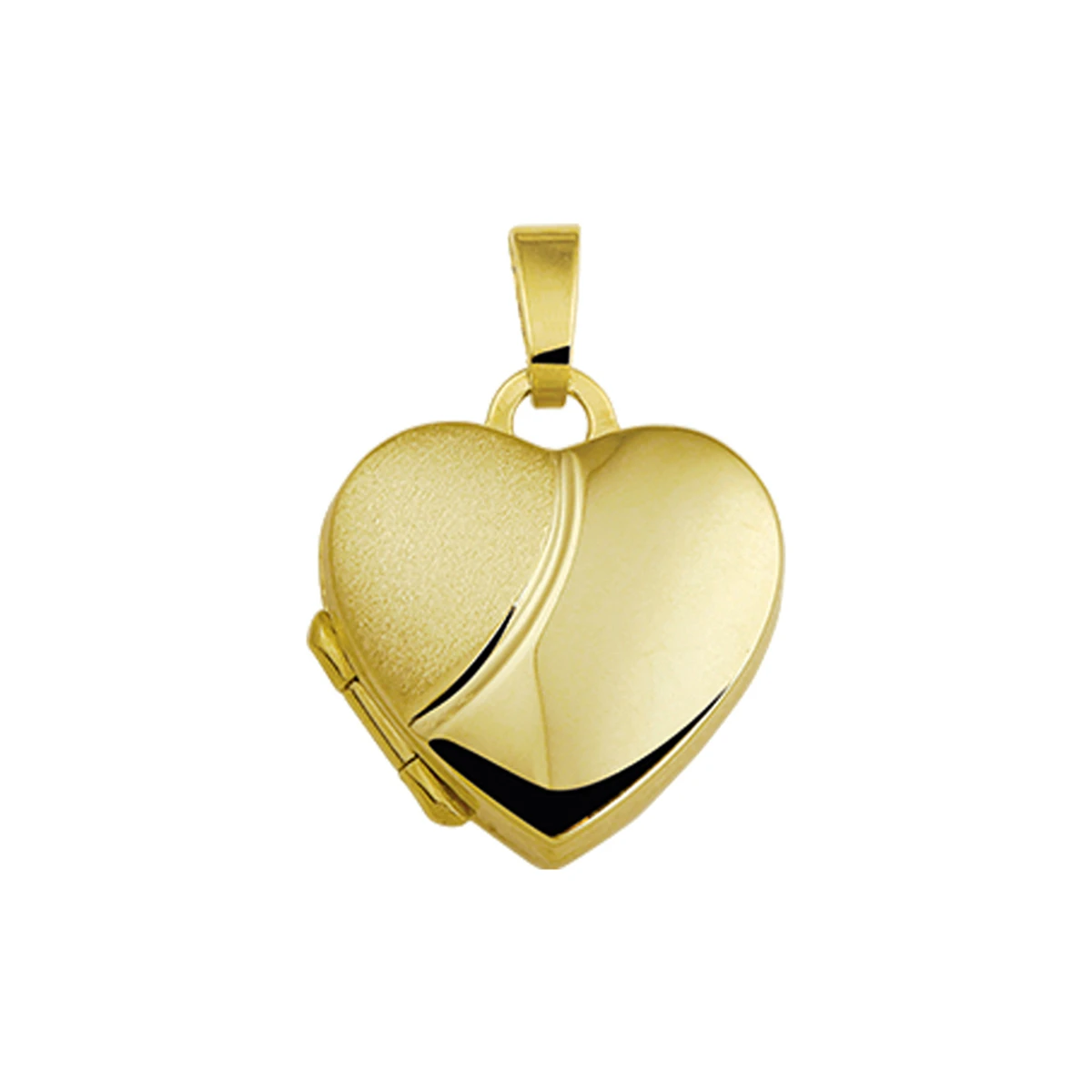 medaillon hart poli/mat 14K geelgoud