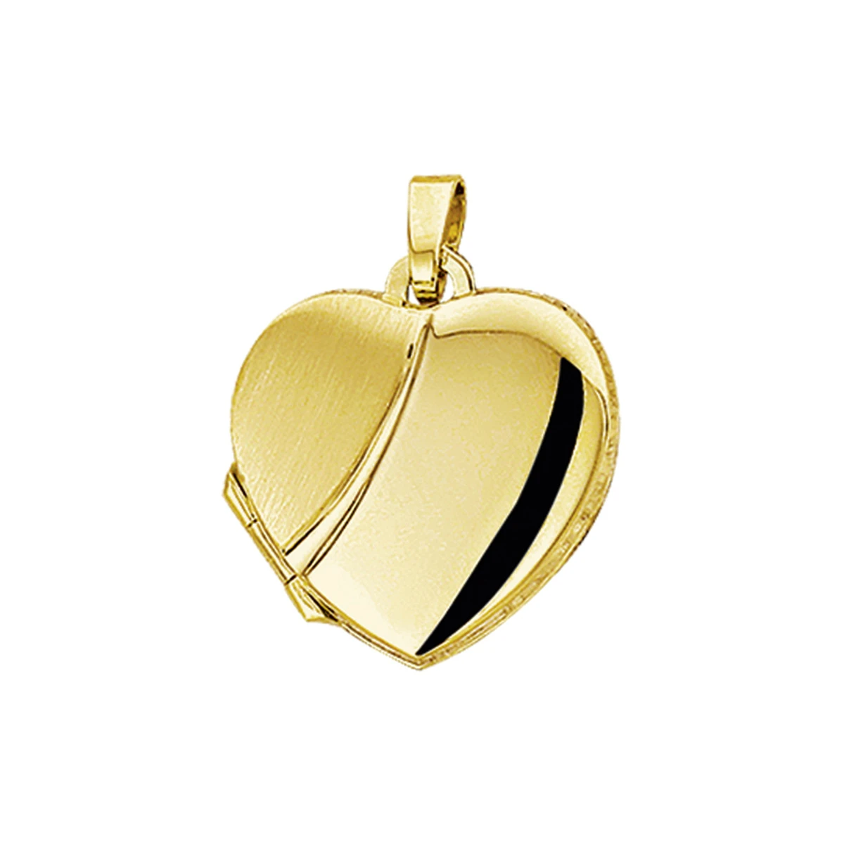 medaillon hart poli/mat 14K geelgoud