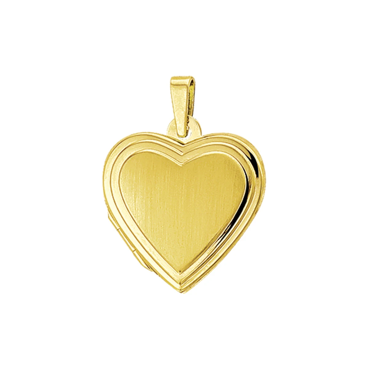 medaillon hart poli/mat 14K geelgoud