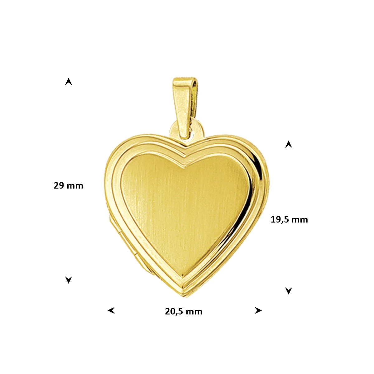 medaillon hart poli/mat 14K geelgoud