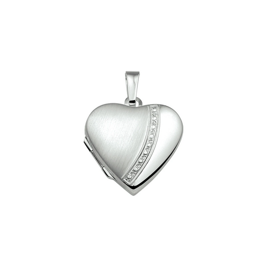 medaillon hart poli/mat 20 mm zilver wit