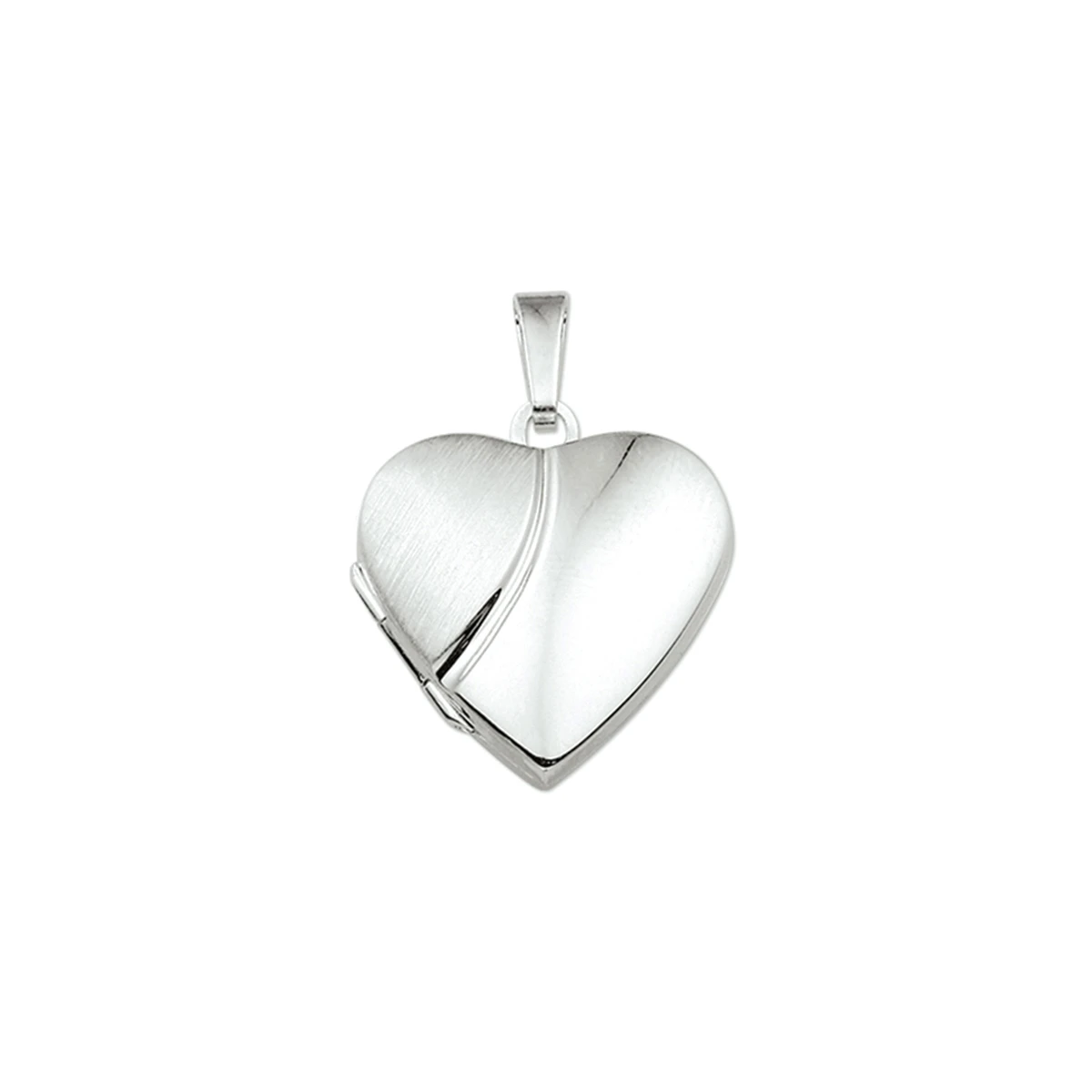 medaillon hart poli/mat zilver gerhodineerd