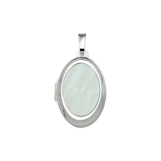 medaillon parelmoer 18,5 mm zilver wit