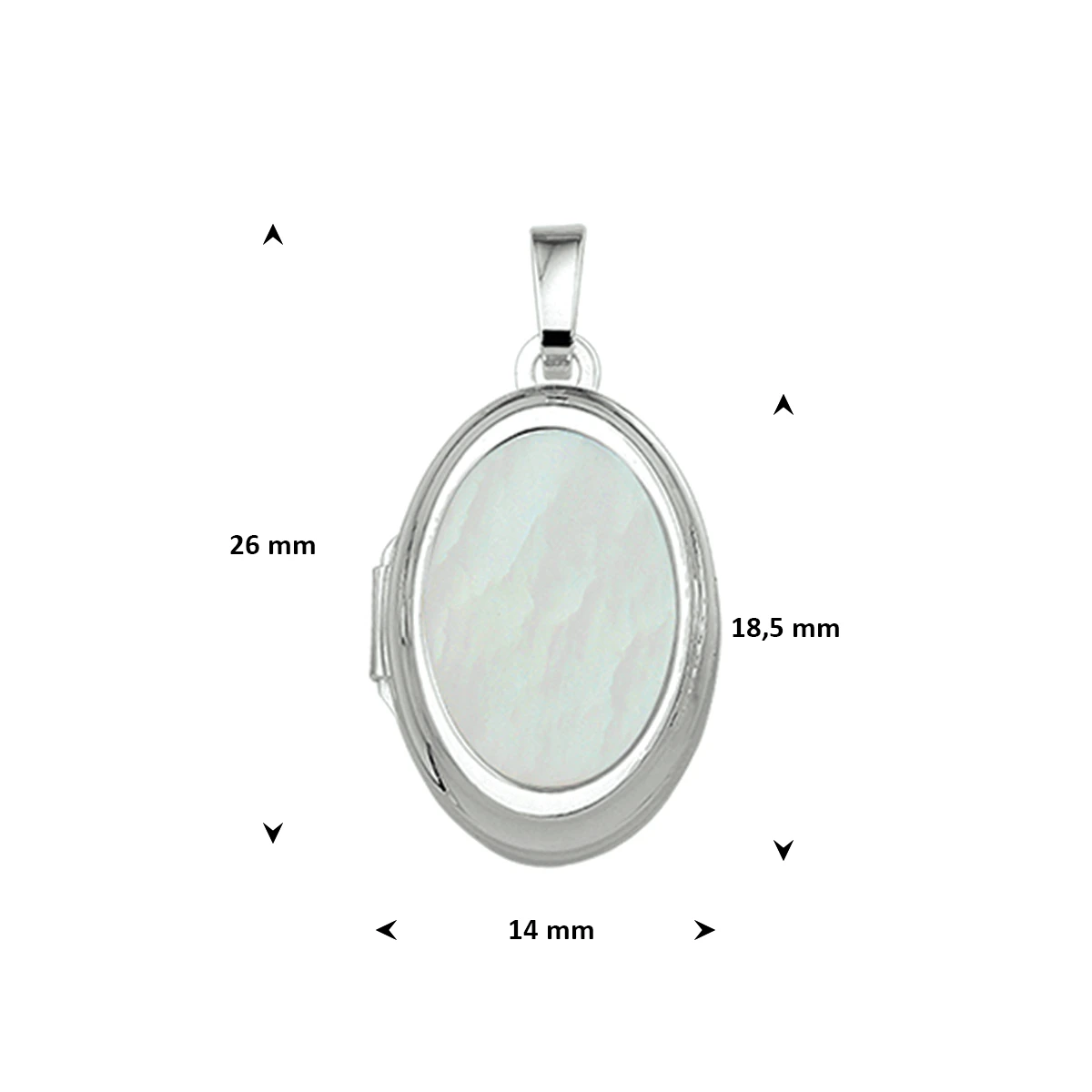 medaillon parelmoer 18,5 mm zilver wit