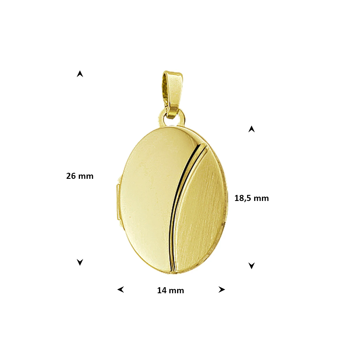 medaillon poli/mat 14K geelgoud