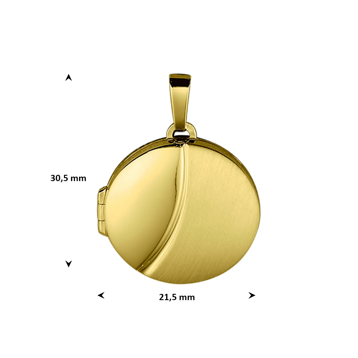 medaillon poli/mat 21,5 mm 14K geelgoud
