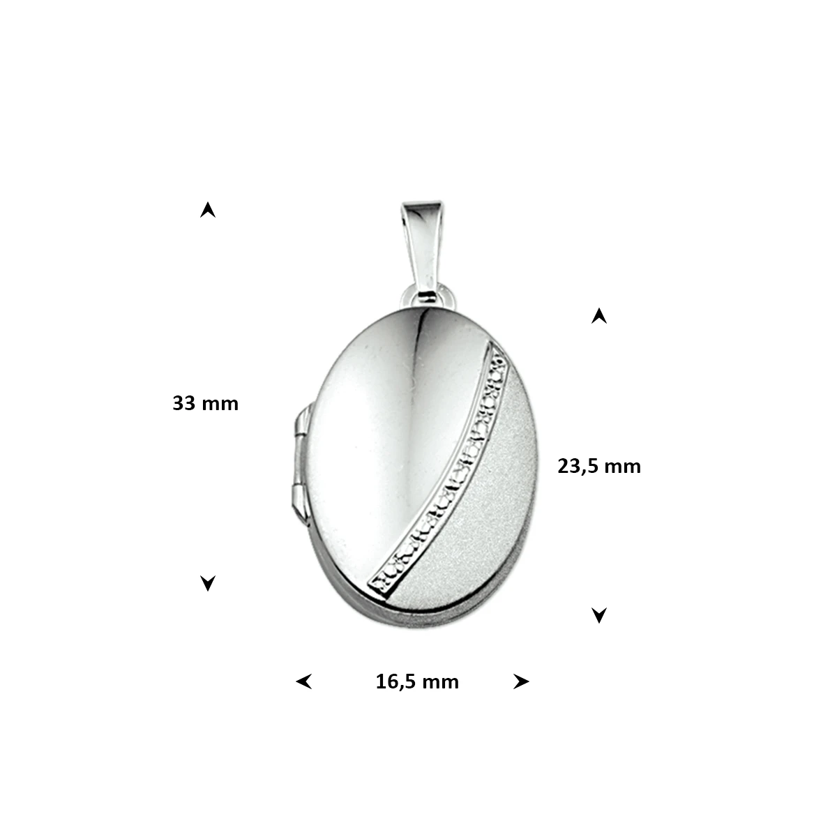 medaillon poli/mat 23,5 mm zilver gerhodineerd