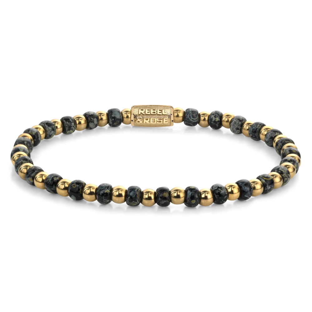 Mix Glass Rocks Black Leopard gold-coloured - 4mm S