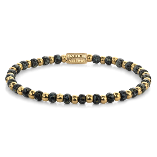 Mix Glass Rocks Black Leopard gold-coloured - 4mm XS