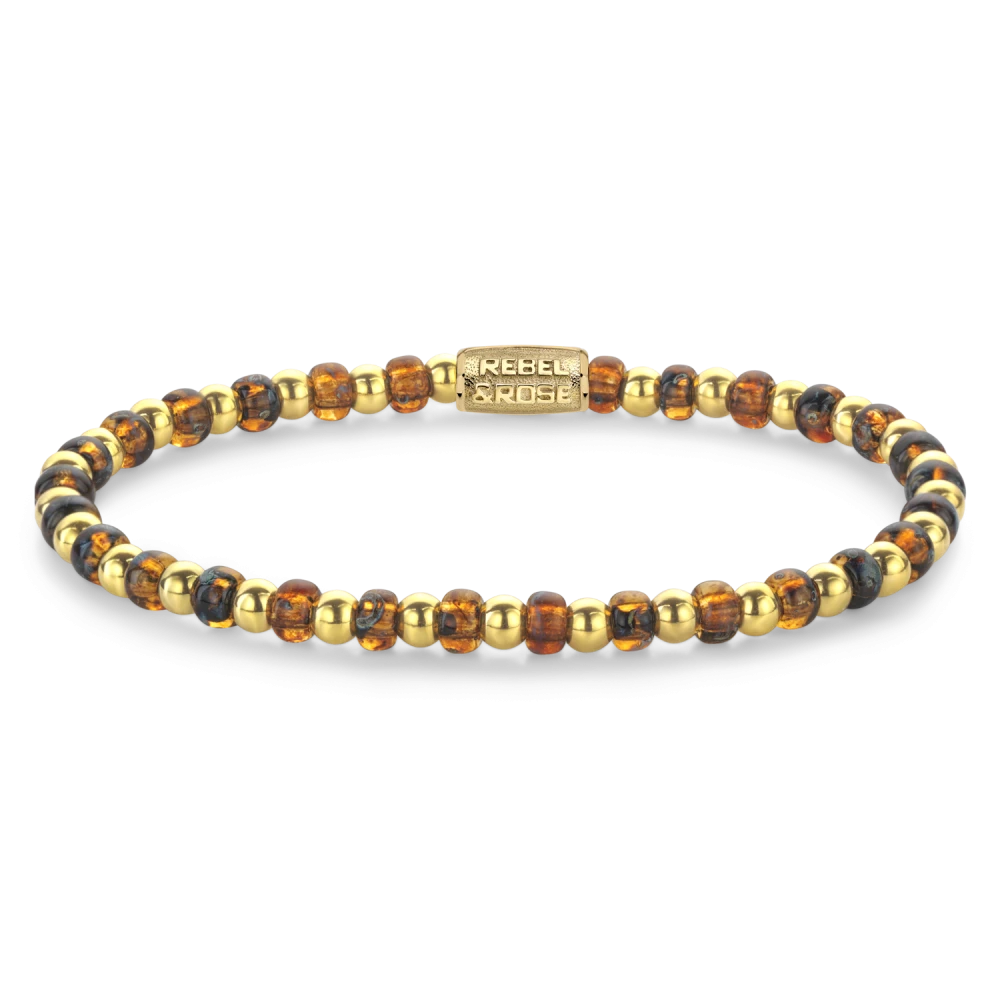 Mix Glass Rocks Tiger gold-coloured - 4mm M
