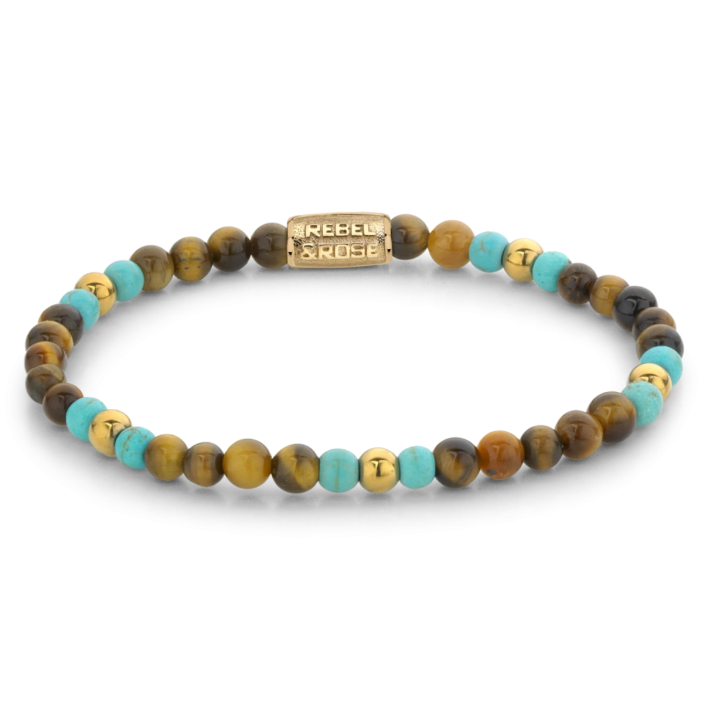 Mix Tiger Turquoise gold-coloured - 4mm XS