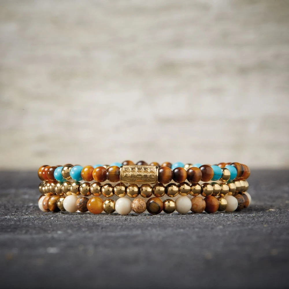 Mix Tiger Turquoise gold-coloured - 4mm XS