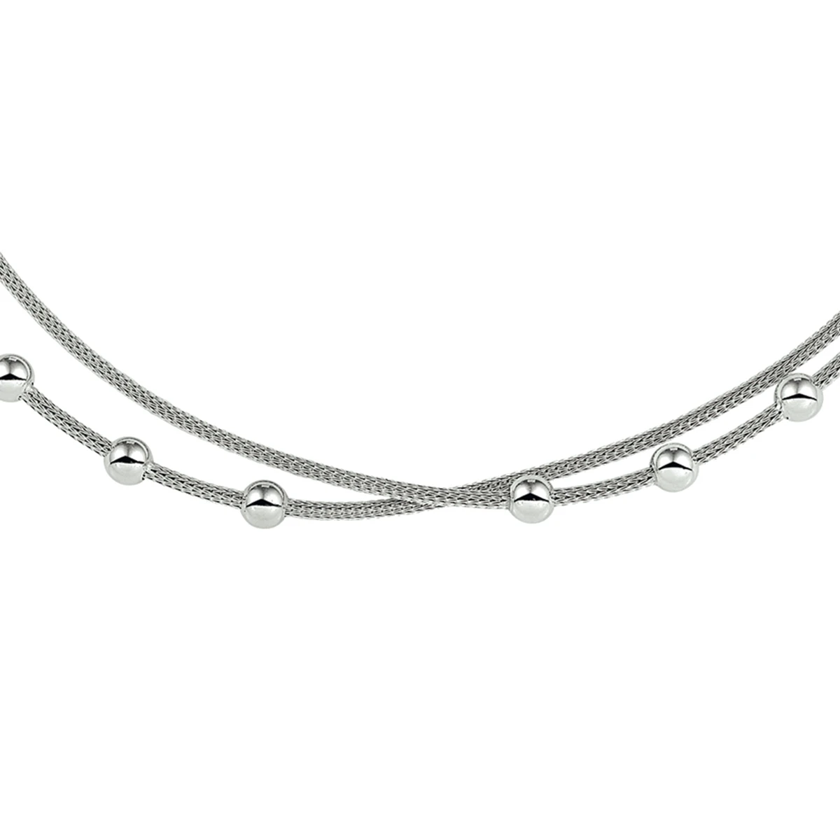 multi-collier bolletjes 42 + 3 cm zilver gerhodineerd