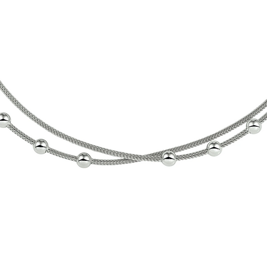 multi-collier bolletjes 42 + 3 cm zilver gerhodineerd
