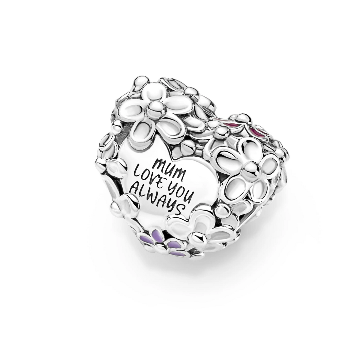 Mum Daisy Heart Charm