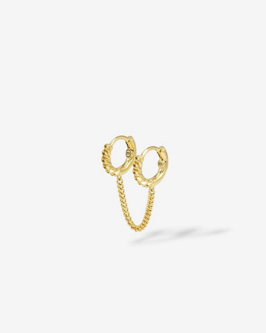 407GV one - Nathalie Hoops Double Linked Gold Vermeil Single Piece