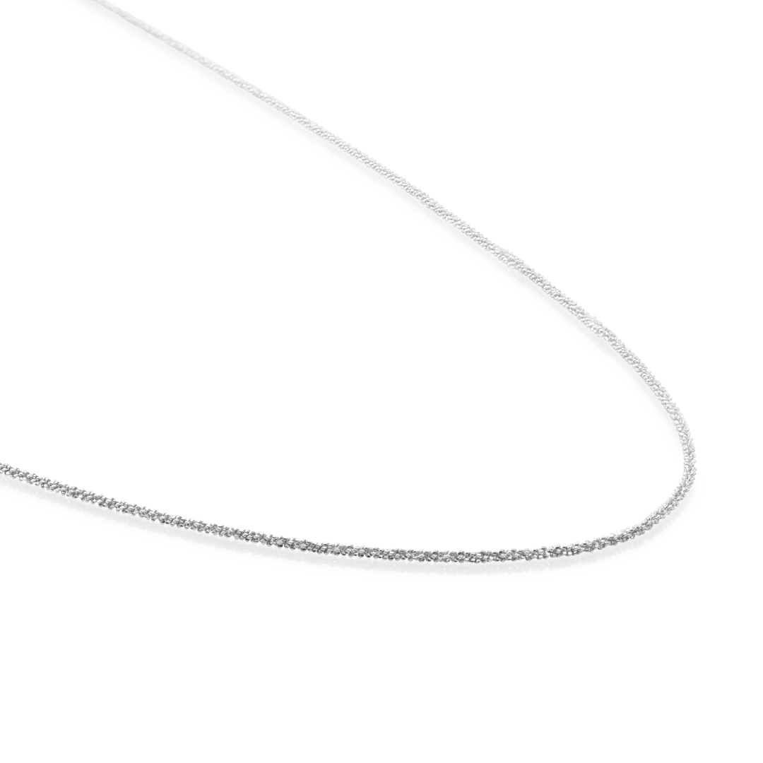 Necklace - Criss Cross chain rhodium plated - Silver - 60cm