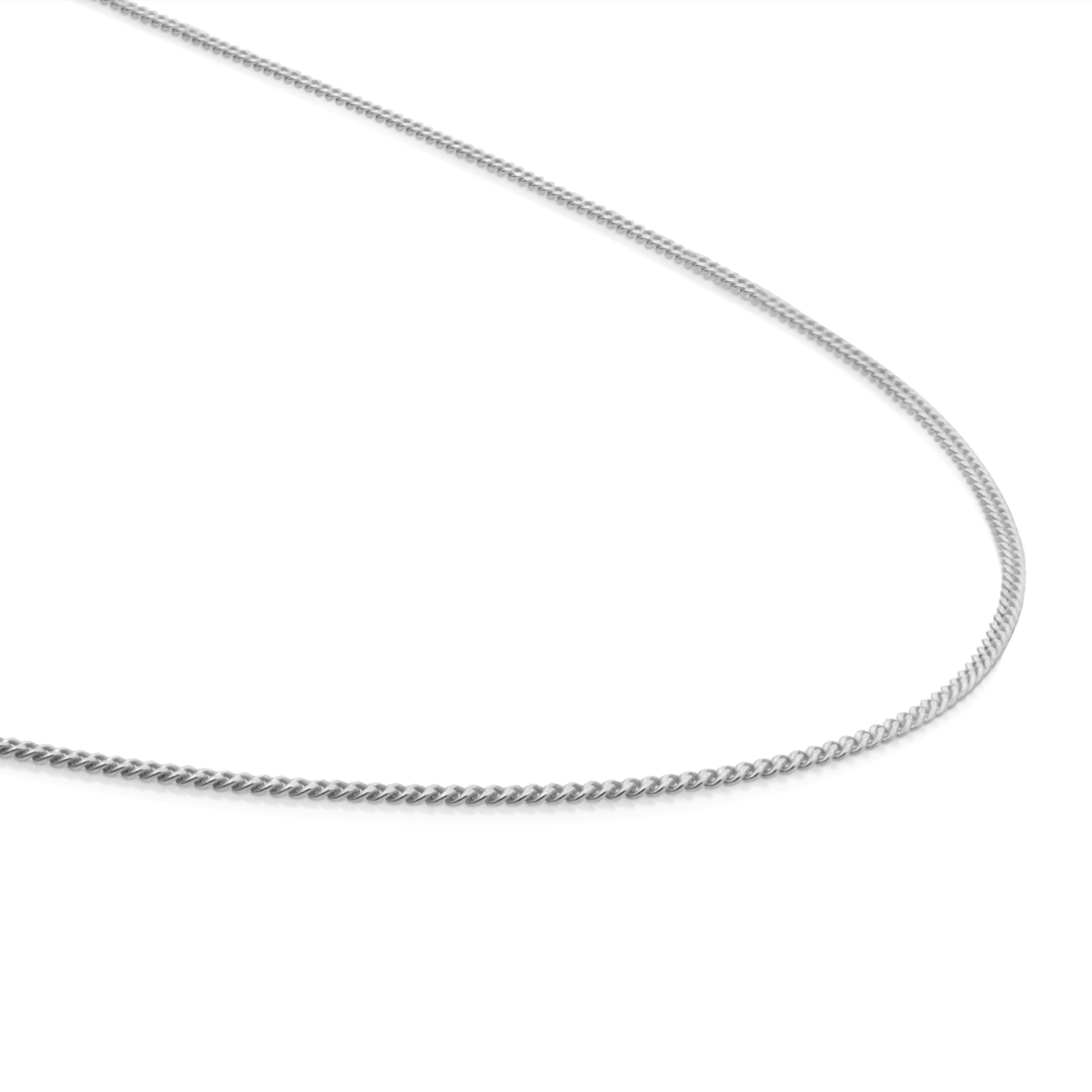 Necklace | Curb chain rhodium plated - Silver - 45cm