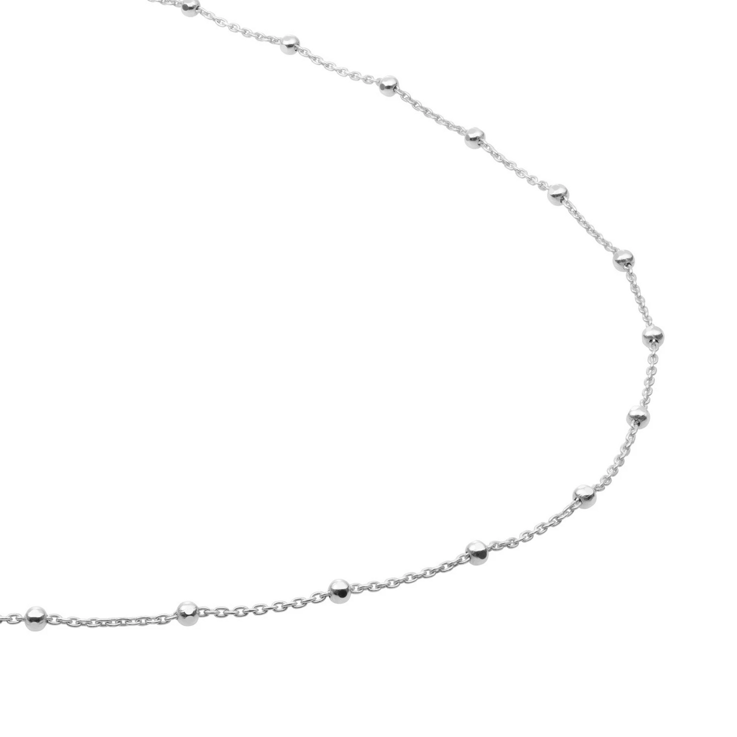Necklace | Faceted Ball Chain rhodium plated - Silver - 42cm