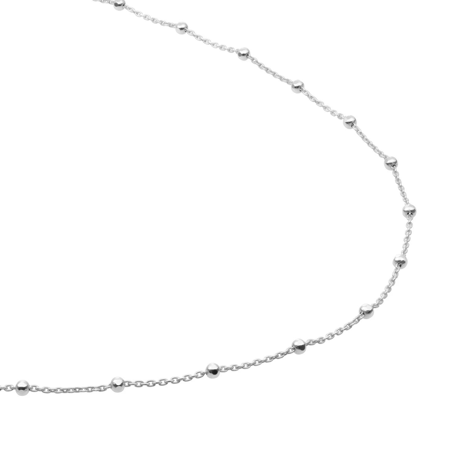 Necklace | Faceted Ball Chain rhodium plated - Silver - 42cm