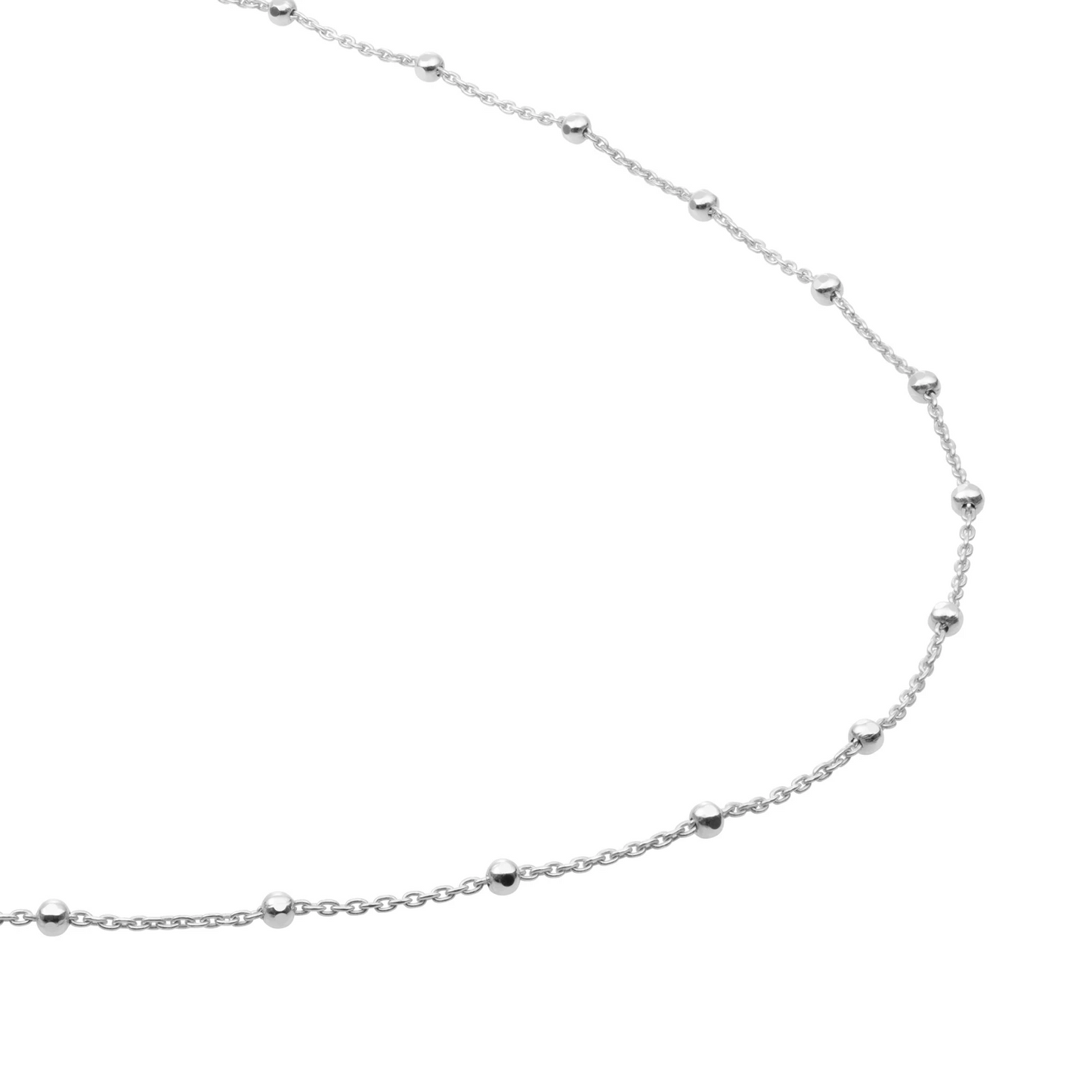 Necklace | Faceted Ball Chain rhodium plated - Silver - 70cm
