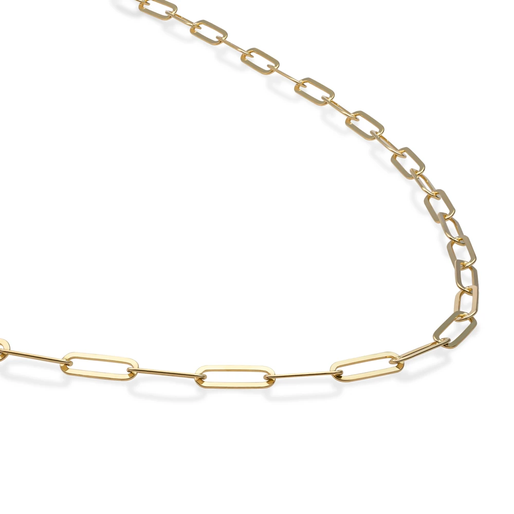 Necklace | Long Link chain gold plated - Silver - 50cm