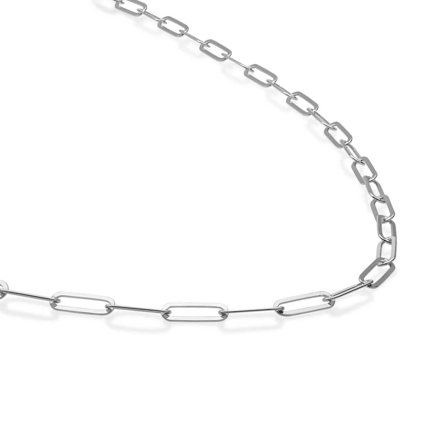 Necklace | Long Link chain rhodium plated - Silver - 45cm