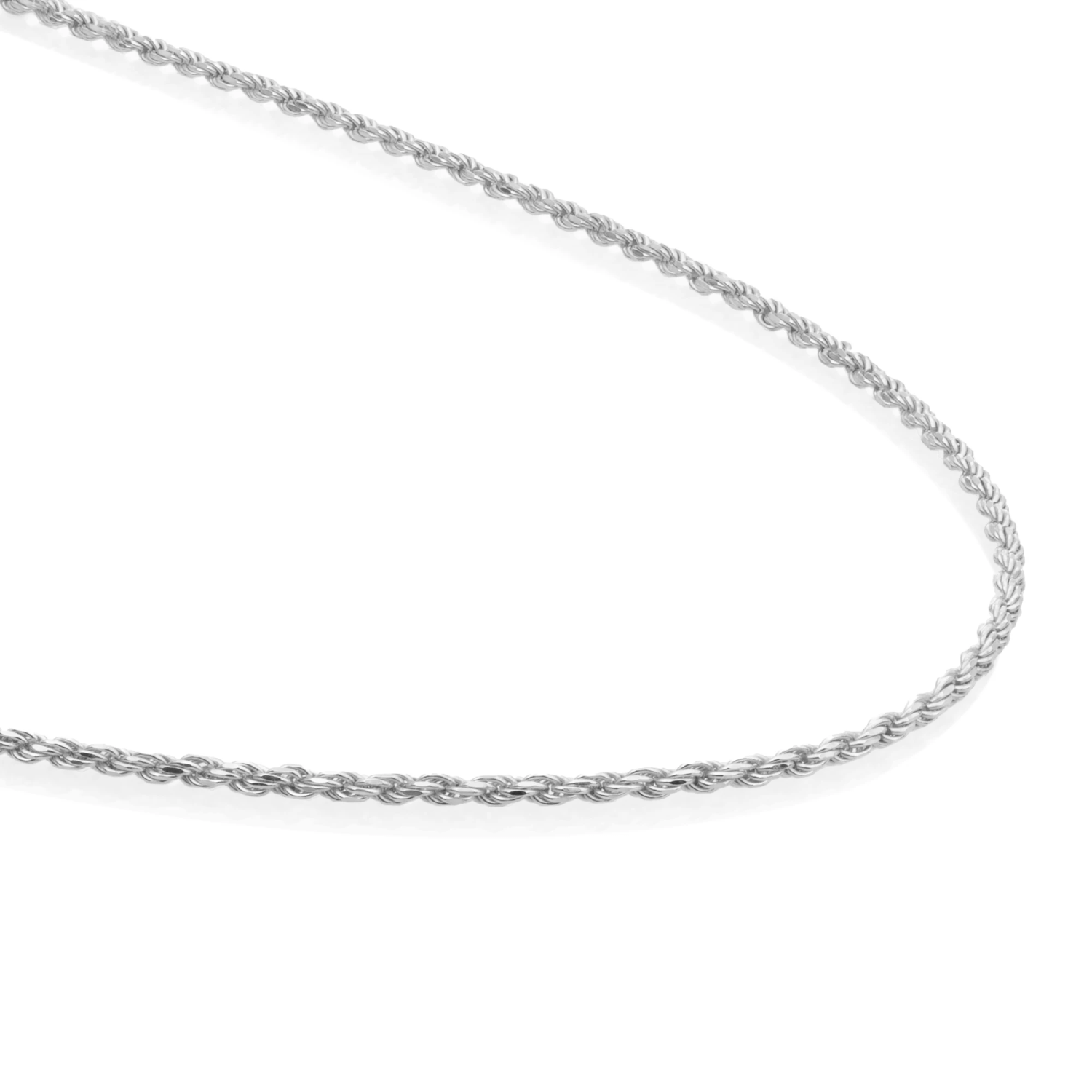 Necklace | Rope chain rhodium plated - Silver - 80cm