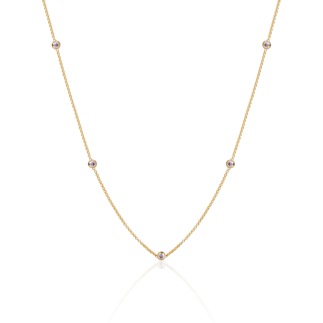 Necklace | White CZ beads anchor chain - Gold | 42cm + 2cm