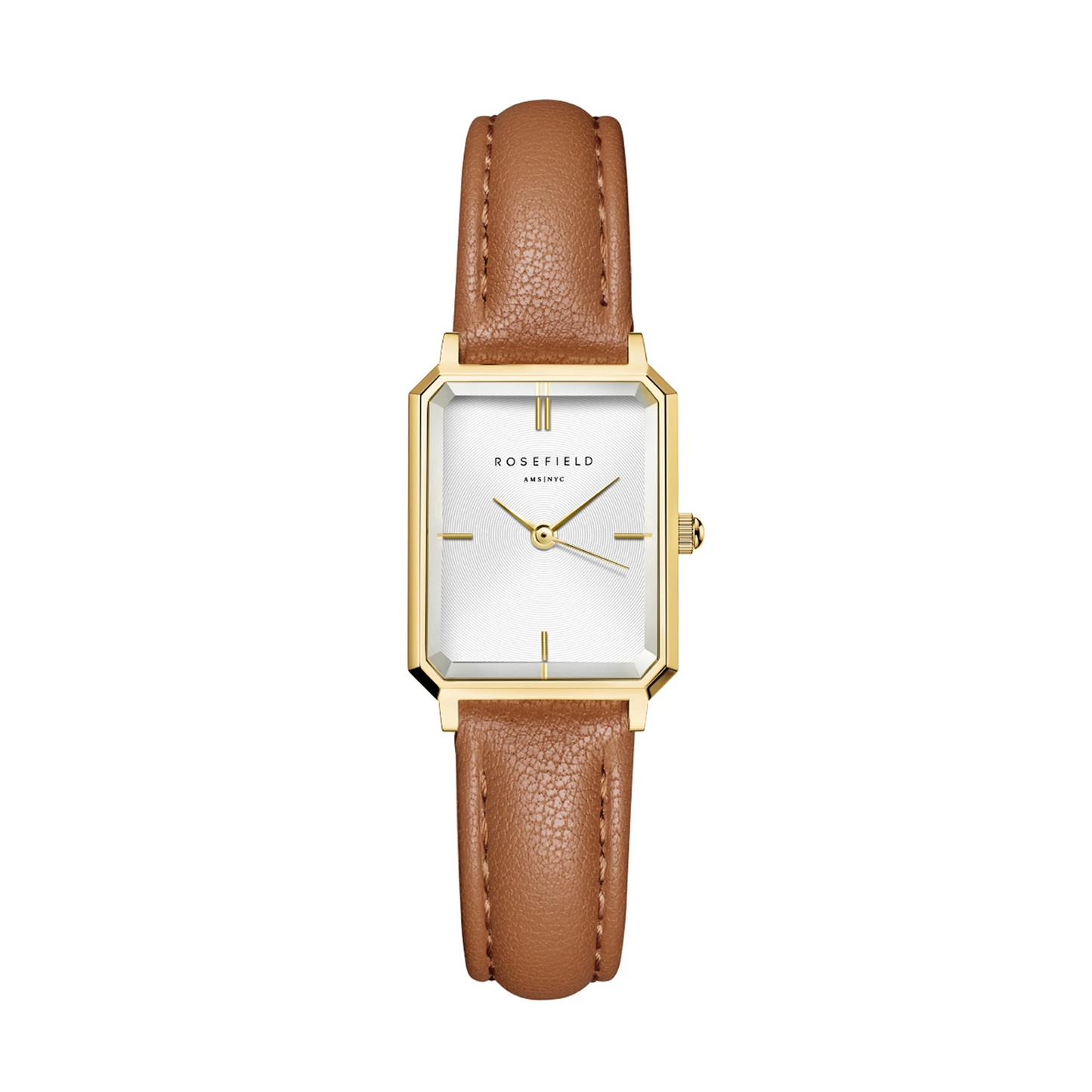 Octagon XS White Light Brown Leather Gold
