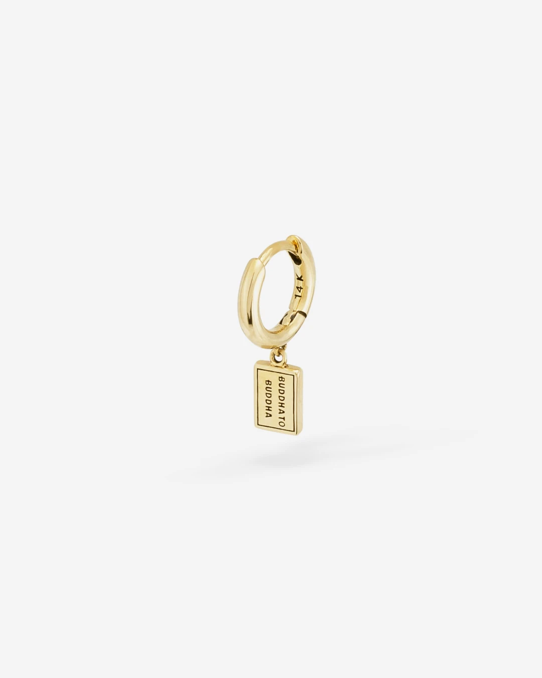 G041 one - Logo Gold Earhoop 14kt YG Single Piece