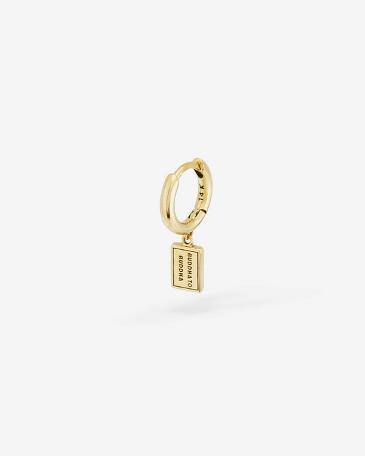 G041 one - Logo Gold Earhoop 14kt YG Single Piece