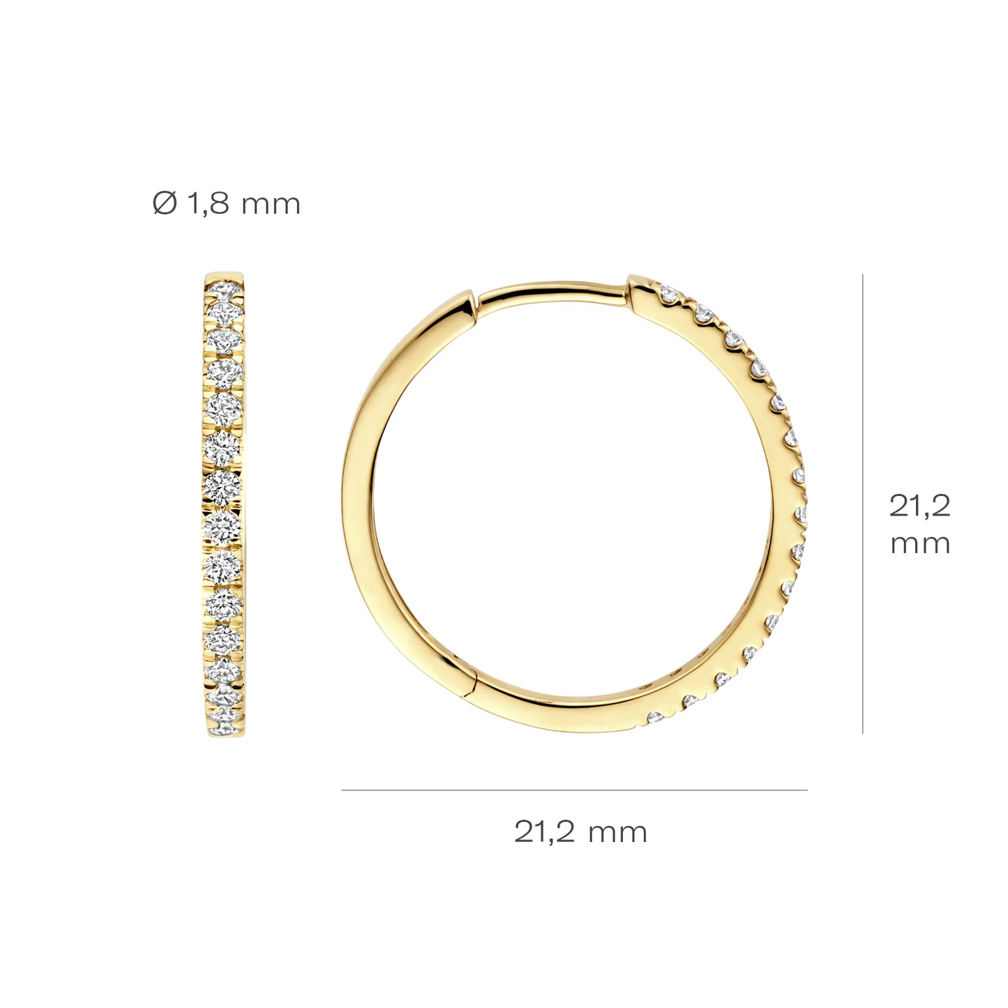Oorbellen Geelgoud (14k) met Lab grown Diamant