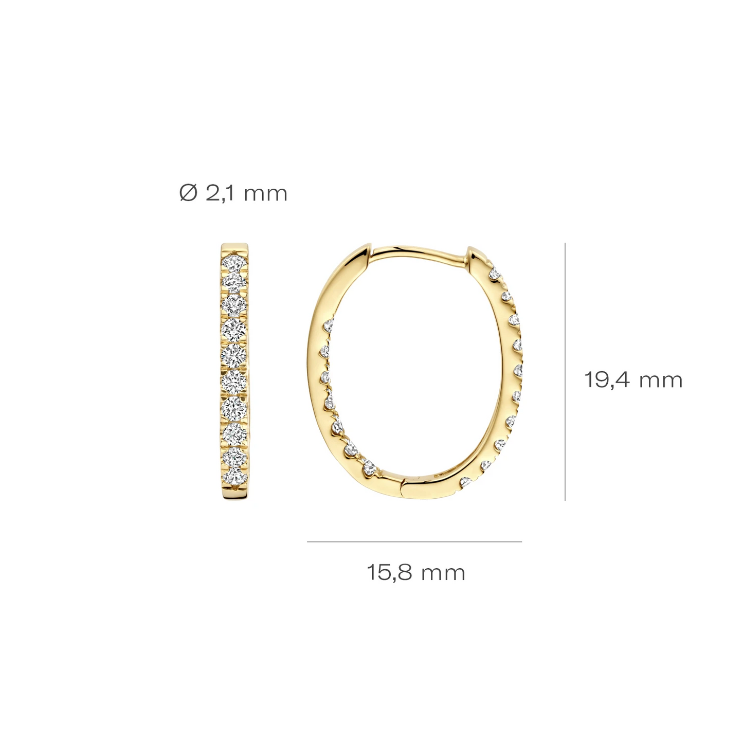 Oorbellen Geelgoud (14k) met Lab grown Diamant