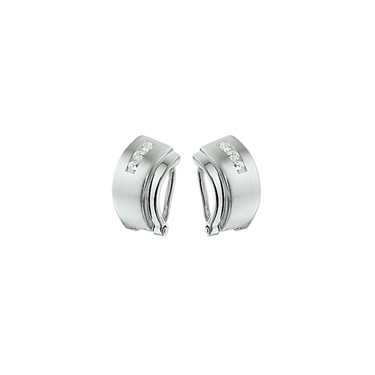oorclips zirkonia poli/mat zilver wit