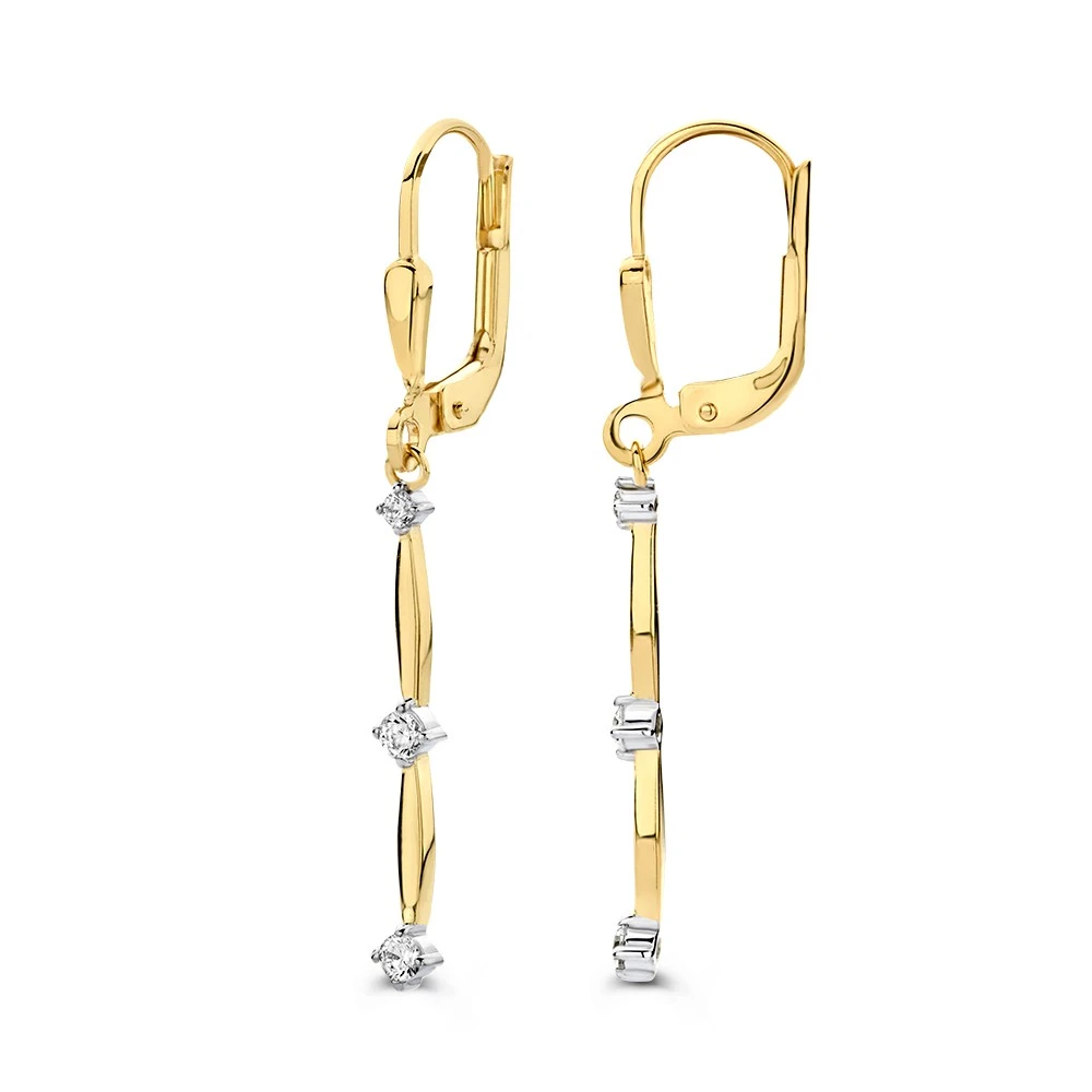 Oorhaken geelgoud zirkonia