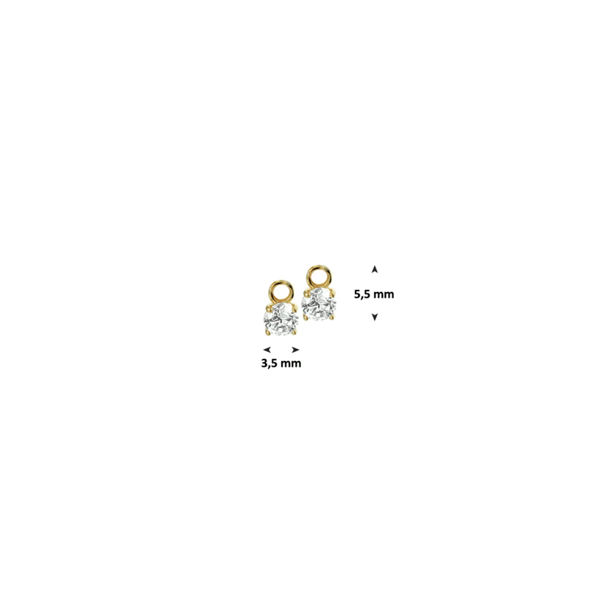 oorhanger zirkonia 14K geelgoud
