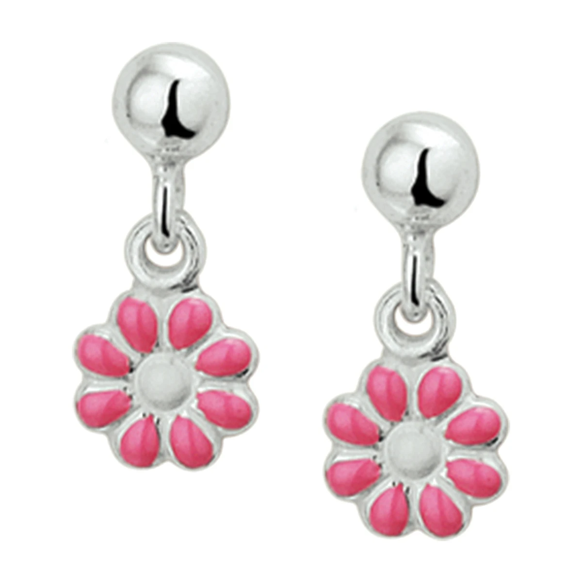 oorhangers bloem emaille zilver gerhodineerd