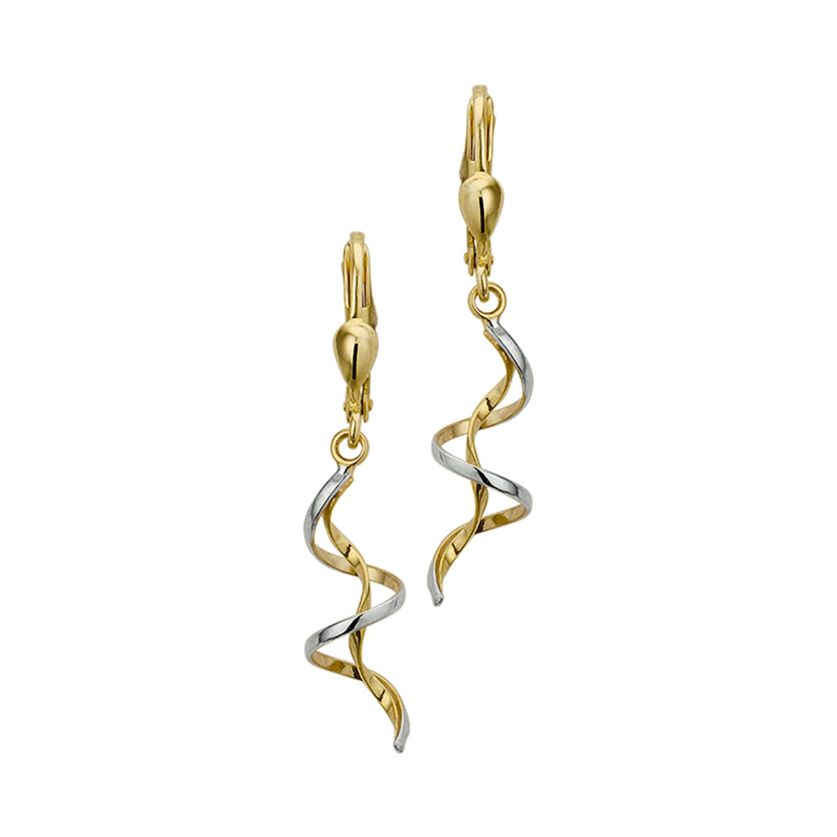 oorhangers brisur haak 14K bicolor goud geel/wit