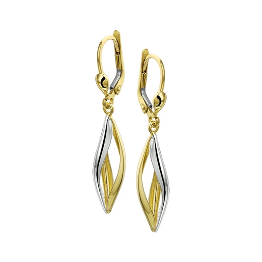 oorhangers brisur haak bicolor gestift 14K geelgoud