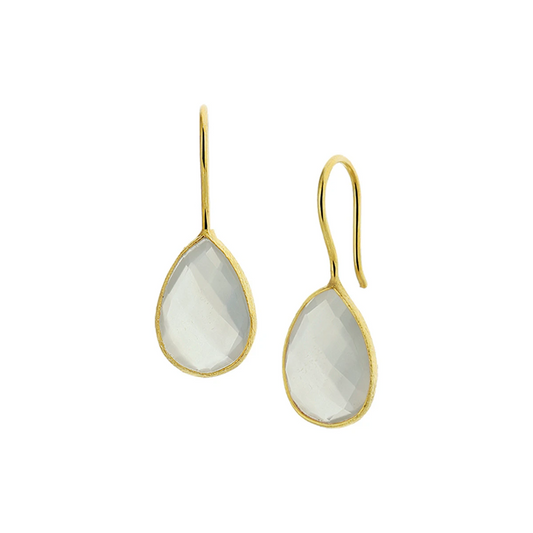 oorhangers chalcedoon franse haak 1 micron zilver verguld (geel)