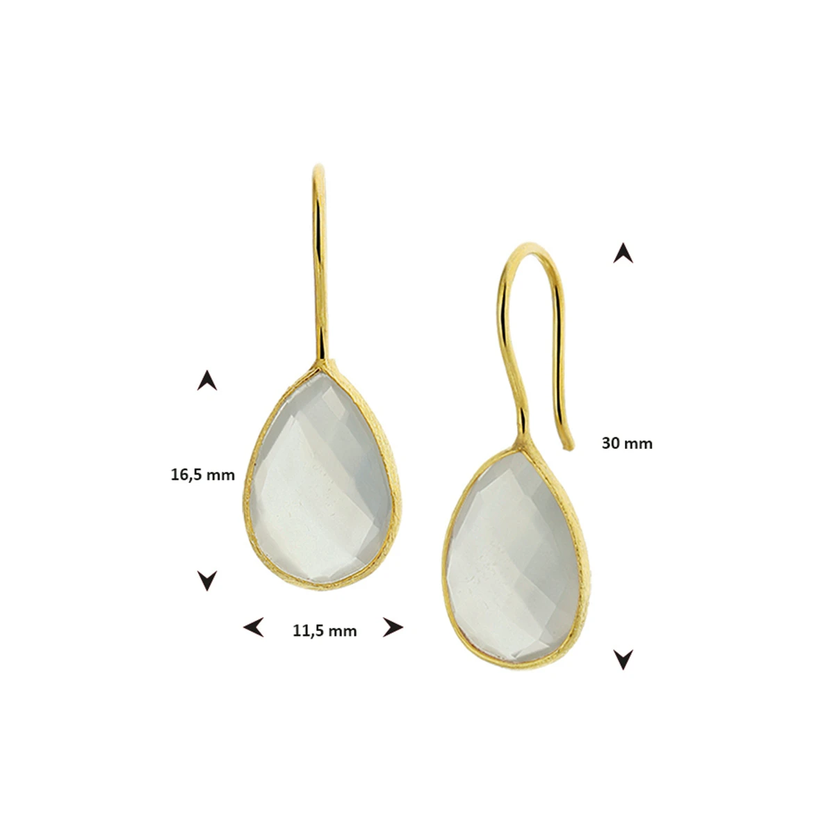 oorhangers chalcedoon franse haak 1 micron zilver verguld (geel)