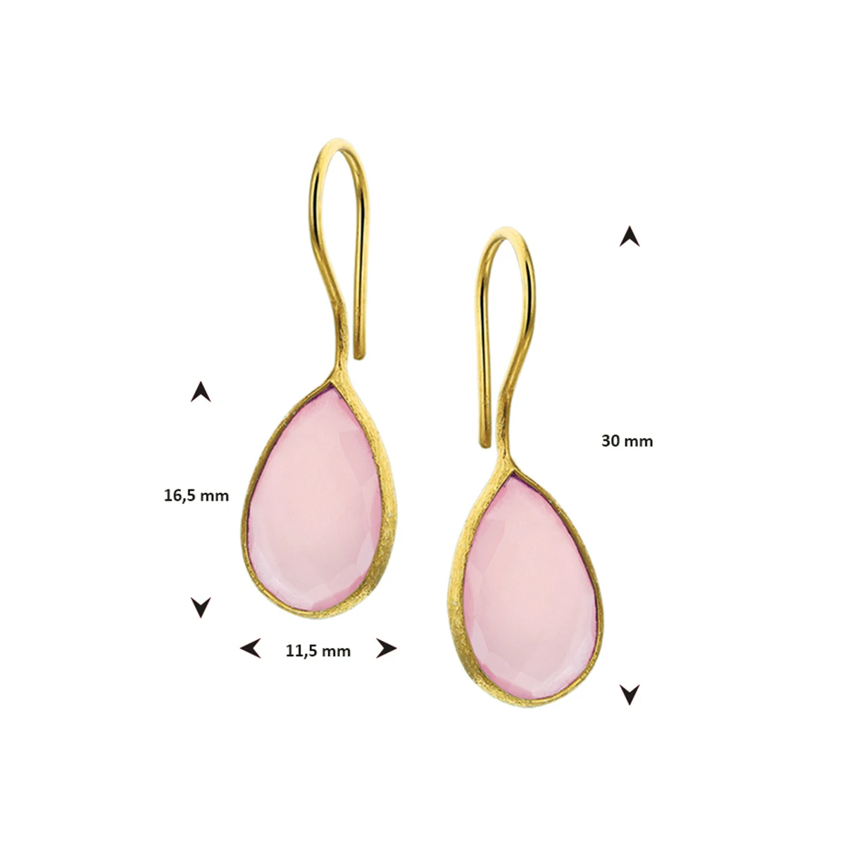 oorhangers chalcedoon franse haak 1 micron zilver verguld (geel)