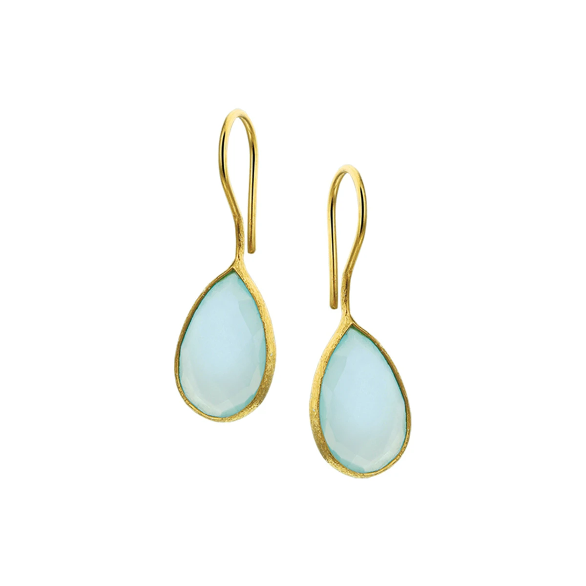 oorhangers chalcedoon franse haak 1 micron zilver verguld (geel)