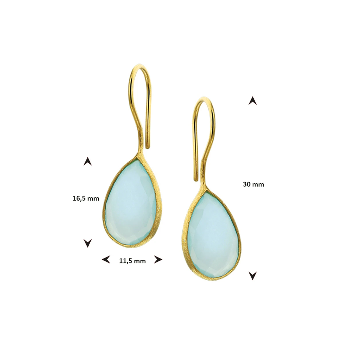 oorhangers chalcedoon franse haak 1 micron zilver verguld (geel)