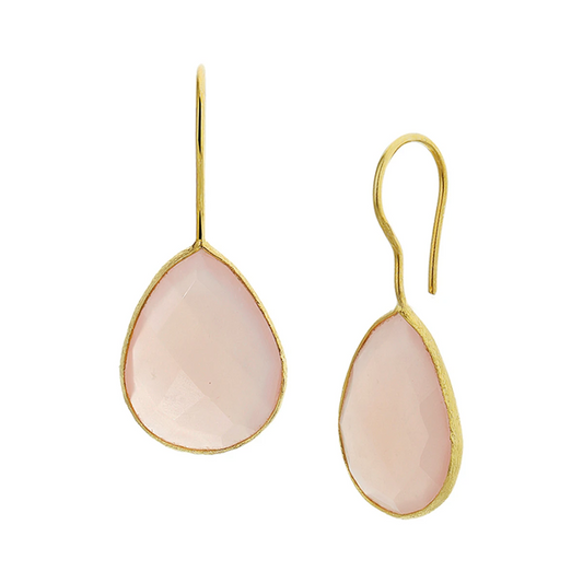 oorhangers chalcedoon franse haak 1 micron zilver verguld (geel)