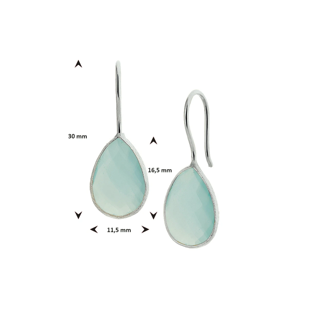 oorhangers chalcedoon franse haak zilver wit