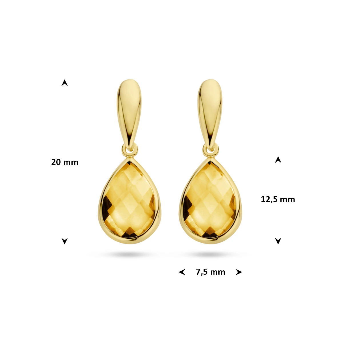 oorhangers citrien 20 mm 14K geelgoud