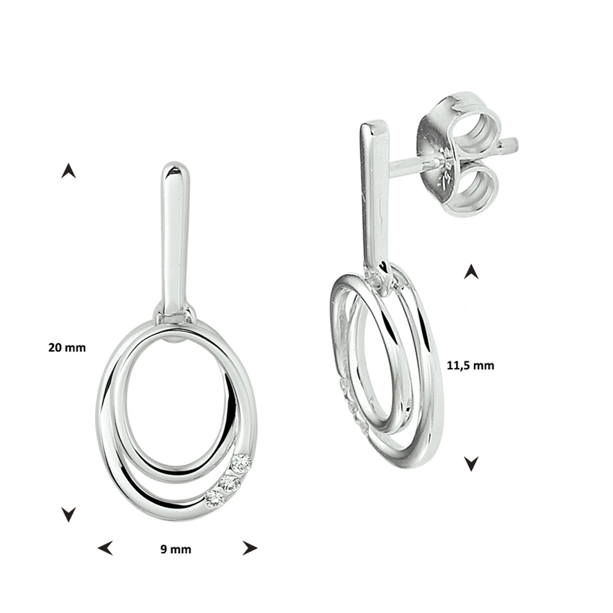 oorhangers diamant 0.04ct (2x0.02ct) h si 14K witgoud